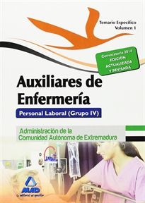 Books Frontpage Auxiliares de Enfermería. Personal Laboral (Grupo IV) de la Administración de la Comunidad Autónoma de Extremadura. Temario Específico Volumen I