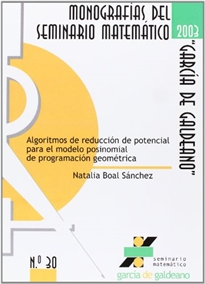 Books Frontpage Algoritmos de reducción de potencial para el modelo posinomial de programación geométrica.