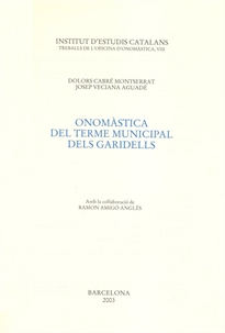 Books Frontpage Onomàstica delterme municipal dels Garidells