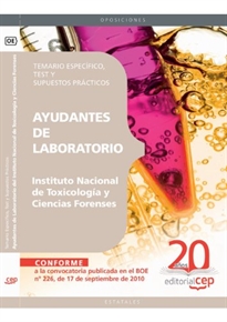 Books Frontpage Ayudantes de Laboratorio del Instituto Nacional de Toxicología y Ciencias Forenses. Temario Específico, Test y Supuestos Prácticos