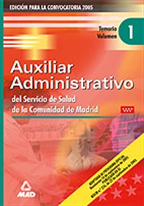 Books Frontpage Auxiliares administrativos del servicio de salud de la comunidad de madrid. Temario volumen i