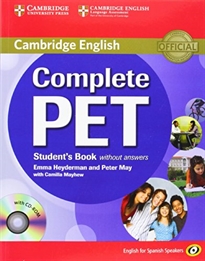 Books Frontpage Complete PET for Spanish Speakers Student's Book without answers with CD-ROM