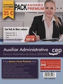 Books Frontpage PACK AHORRO PREMIUM. Auxiliar Administrativo. Servicio Madrileño de Salud (SERMAS). (Incluye Temarios I, II, Test, Simulacros)