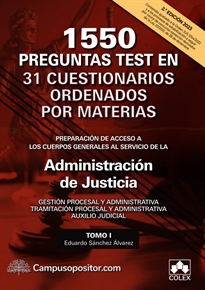 Books Frontpage 1550 PREGUNTAS TEST EN 31 CUESTIONARIOS para opositores a Cuerpos generales de Justicia