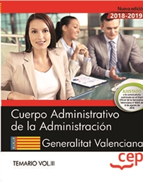 Books Frontpage Cuerpo Administrativo de la Administración. Generalitat Valenciana. Temario Vol.III
