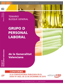 Books Frontpage Grupo D Personal Laboral de la Generalitat Valenciana. Temario Bloque General