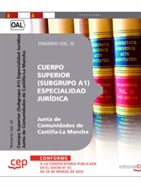 Books Frontpage Cuerpo Superior (Subrupo A1) Especialidad Jurídica. Junta de Comunidades de Castilla-La Mancha. Temario Vol. III.