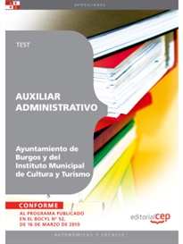 Books Frontpage Auxiliar Administrativo del  Ayuntamiento de Burgos y del Instituto Municipal de Cultura y Turismo. Test
