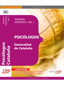 Books Frontpage Psicólogos de la Generalitat de Cataluña. Temario específico  Vol. I.