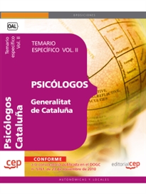Books Frontpage Psicólogos de la Generalitat de Cataluña. Temario específico  Vol. II.