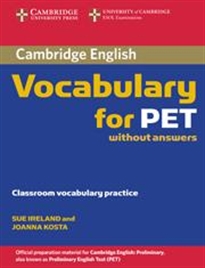 Books Frontpage Cambridge Vocabulary for PET Edition without answers