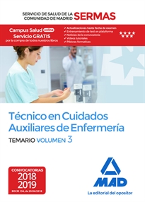 Books Frontpage Técnico en Cuidados Auxiliares de Enfermería del Servicio de Salud de la Comunidad de Madrid. Temario Volumen 3
