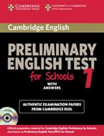 Books Frontpage Cambridge Preliminary English Test for Schools 1 Student's Book with Answers