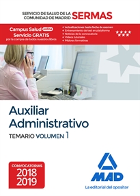Books Frontpage Auxiliar Administrativo del Servicio de Salud de la Comunidad de Madrid. Temario Volumen 1