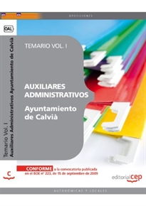 Books Frontpage Auxiliar Administrativo del Ayuntamiento de Calvià. Temario Vol. I.