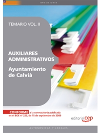 Books Frontpage Auxiliar Administrativo del Ayuntamiento de Calvià. Temario Vol. II.
