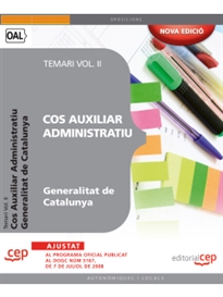 Books Frontpage Cos Auxiliar Administratiu. Generalitat de Catalunya. Temari Vol. II.