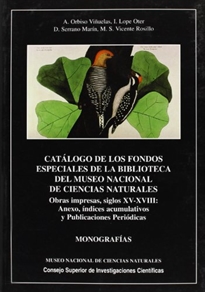 Books Frontpage Catálogo de los fondos especiales de la Biblioteca del Museo Nacional de Ciencias Naturales. Vol. V