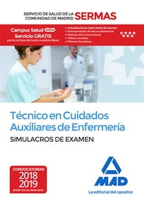 Books Frontpage Técnico en Cuidados Auxiliares de Enfermería del Servicio de Salud de la Comunidad de Madrid. Simulacros Examen