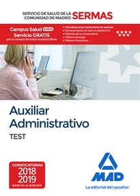 Books Frontpage Auxiliar Administrativo del Servicio de Salud de la Comunidad de Madrid. Test
