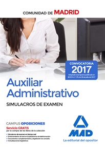 Books Frontpage Auxiliar Administrativo de la Comunidad de Madrid. Simulacros de examen