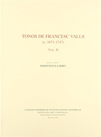 Books Frontpage Tonos de Francesc Valls (ca. 1671-1747). Vol. II