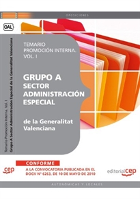 Books Frontpage Grupo A Sector Administración Especial de la Generalitat Valenciana. Temario Promoción Interna Vol. I.