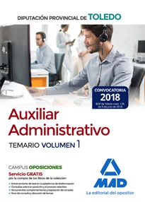 Books Frontpage Auxiliar Administrativo de la Diputación Provincial de Toledo. Temario Volumen 1